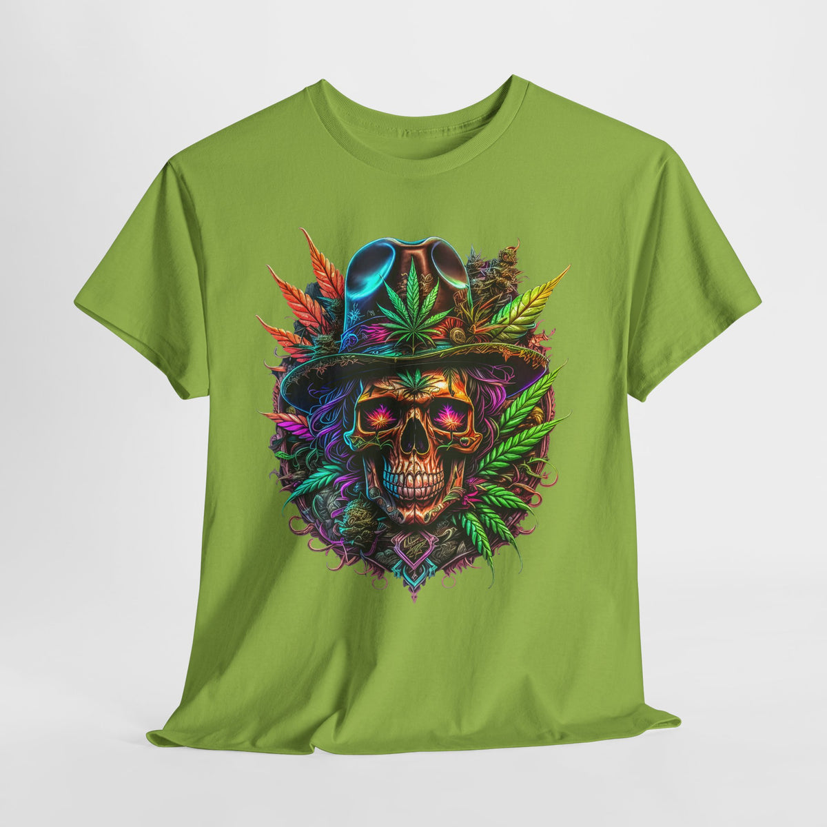 420 Skeleton In Hat #1 Unisex Heavy Cotton Tee