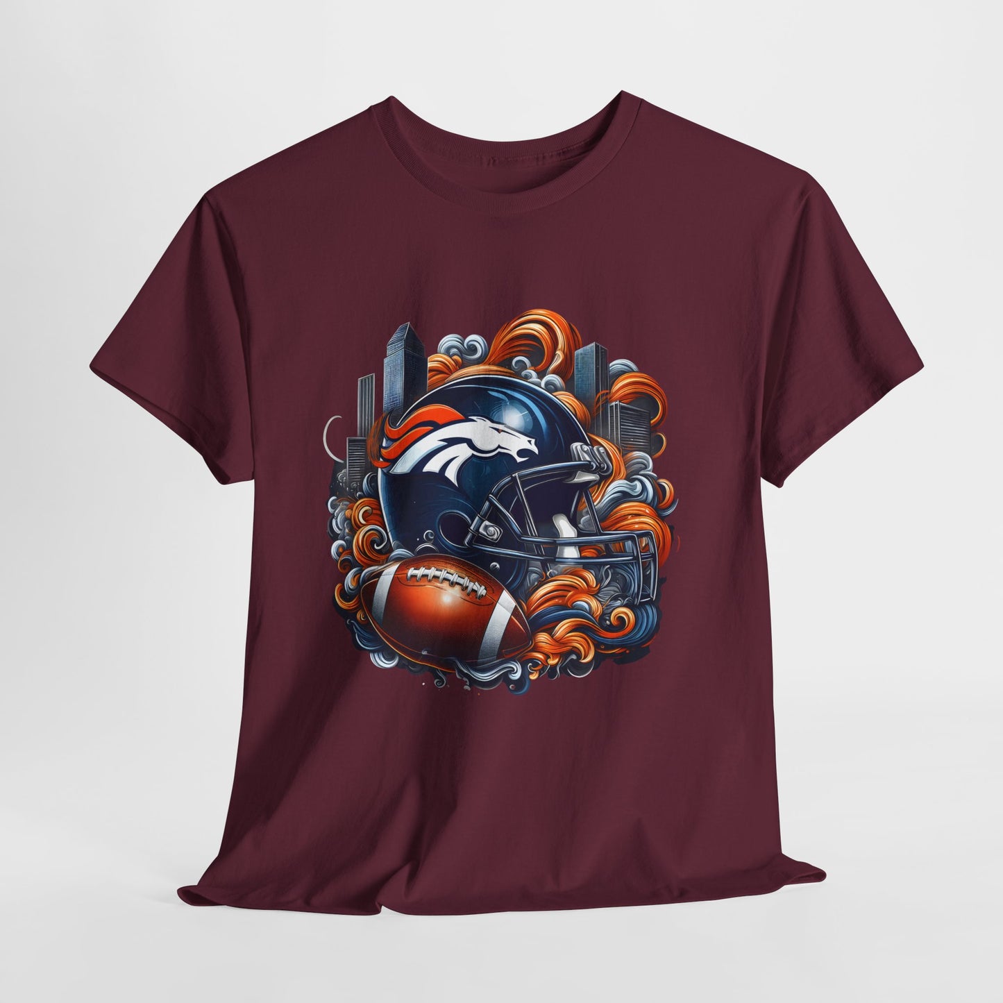 Sports Broncos Football Helmet #27 Unisex Heavy Cotton Tee