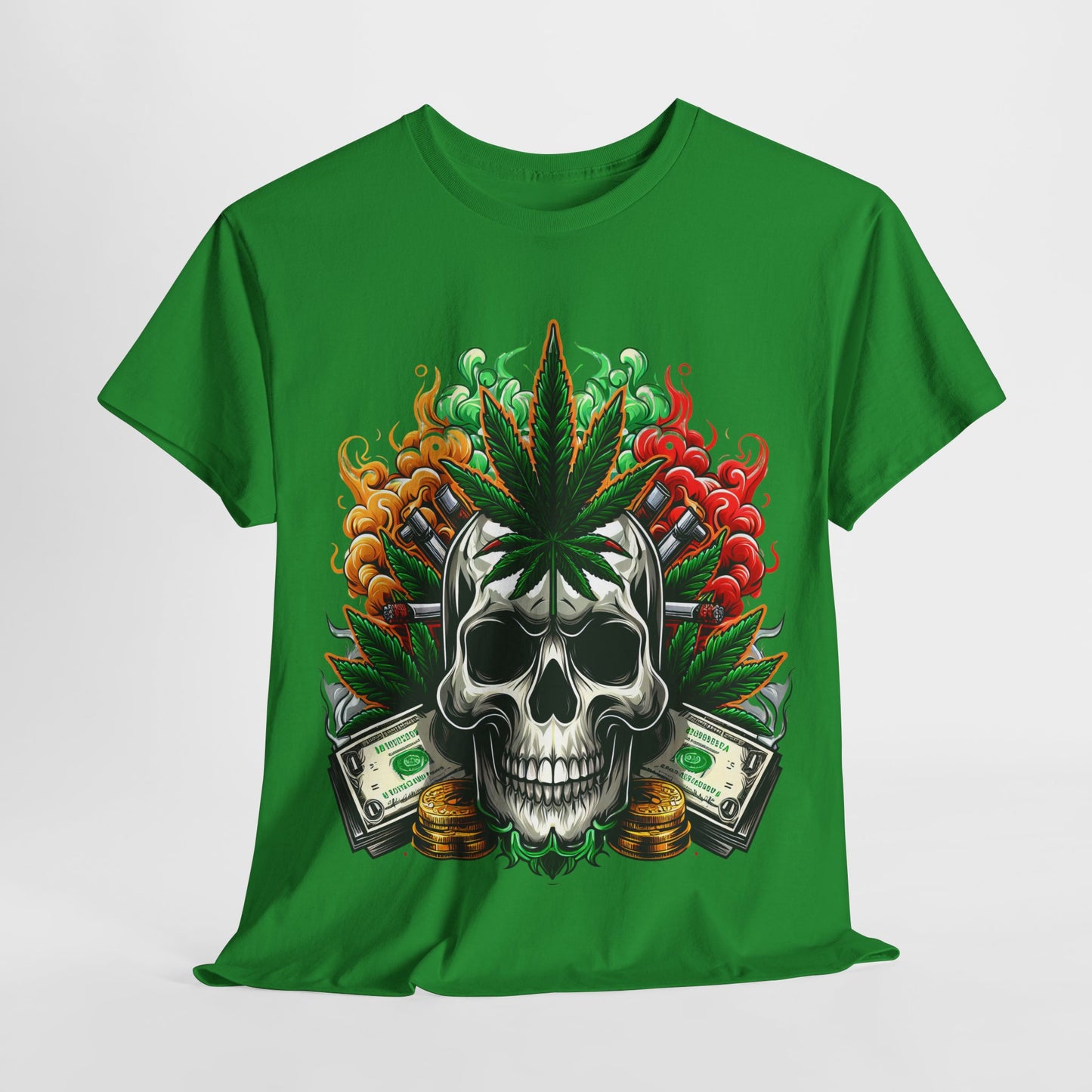420 Skull & Money #1 Unisex Heavy Cotton Tee - 312tshirts 2