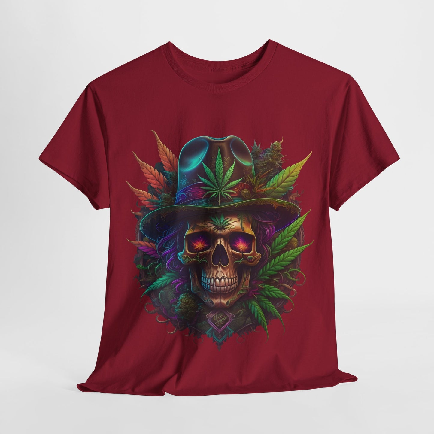 420 Psychedelic Skull & Hat Unisex Heavy Cotton Tee - 312tshirts 2