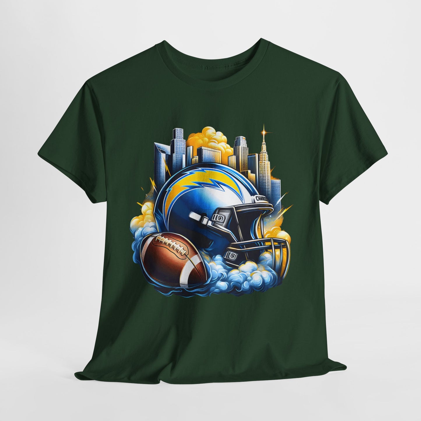 Sports Chargers Football Helmet #1 Heavy Cotton Tee