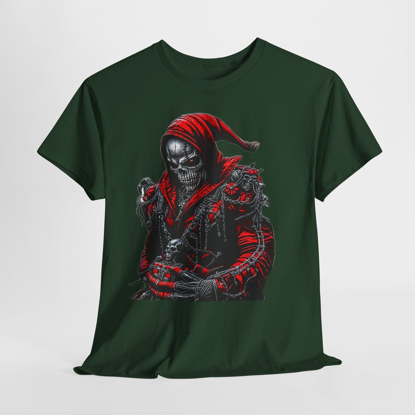 Red Gothic Skeleton Man Unisex Heavy Cotton Tee