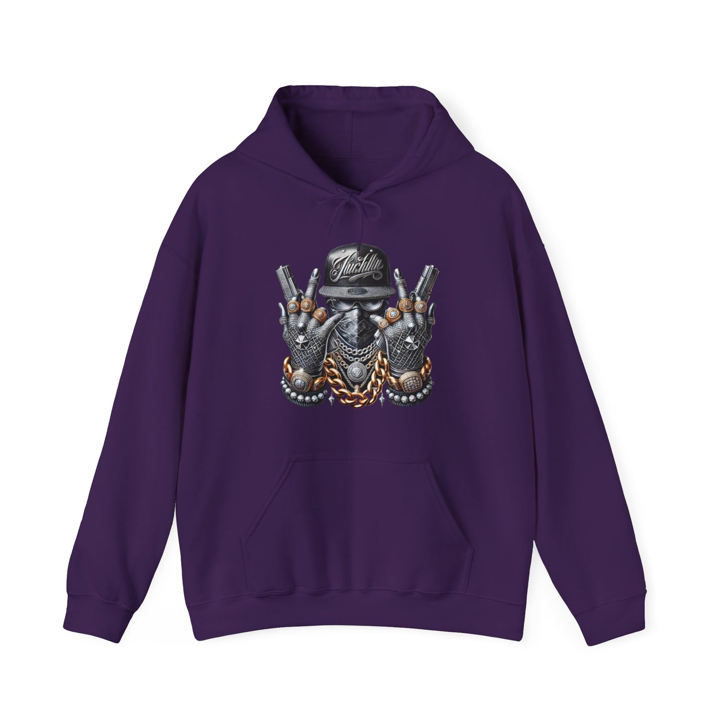 Skull Bling Hoodie – Gangster Skull Graphic Pullover