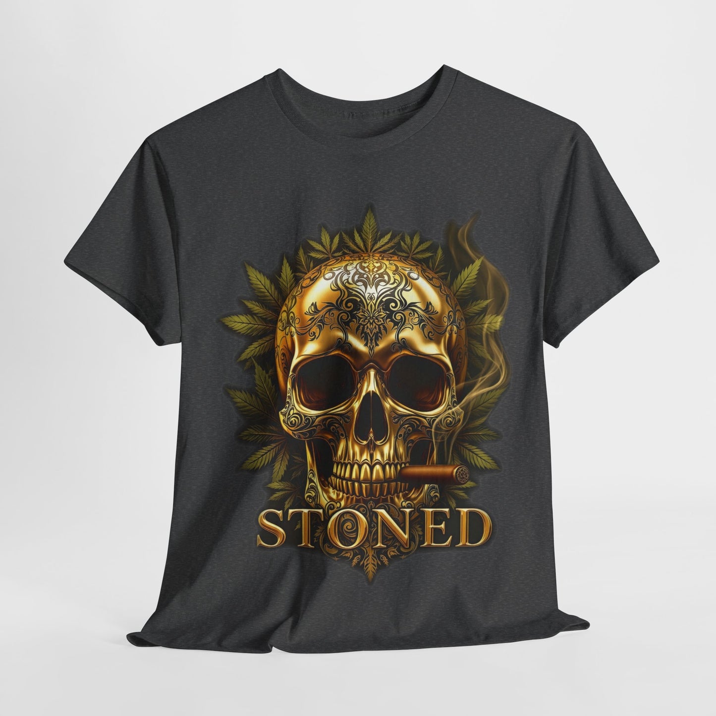 420 Gold Stoned Skull Unisex Heavy Cotton Tee - 312tshirts 2
