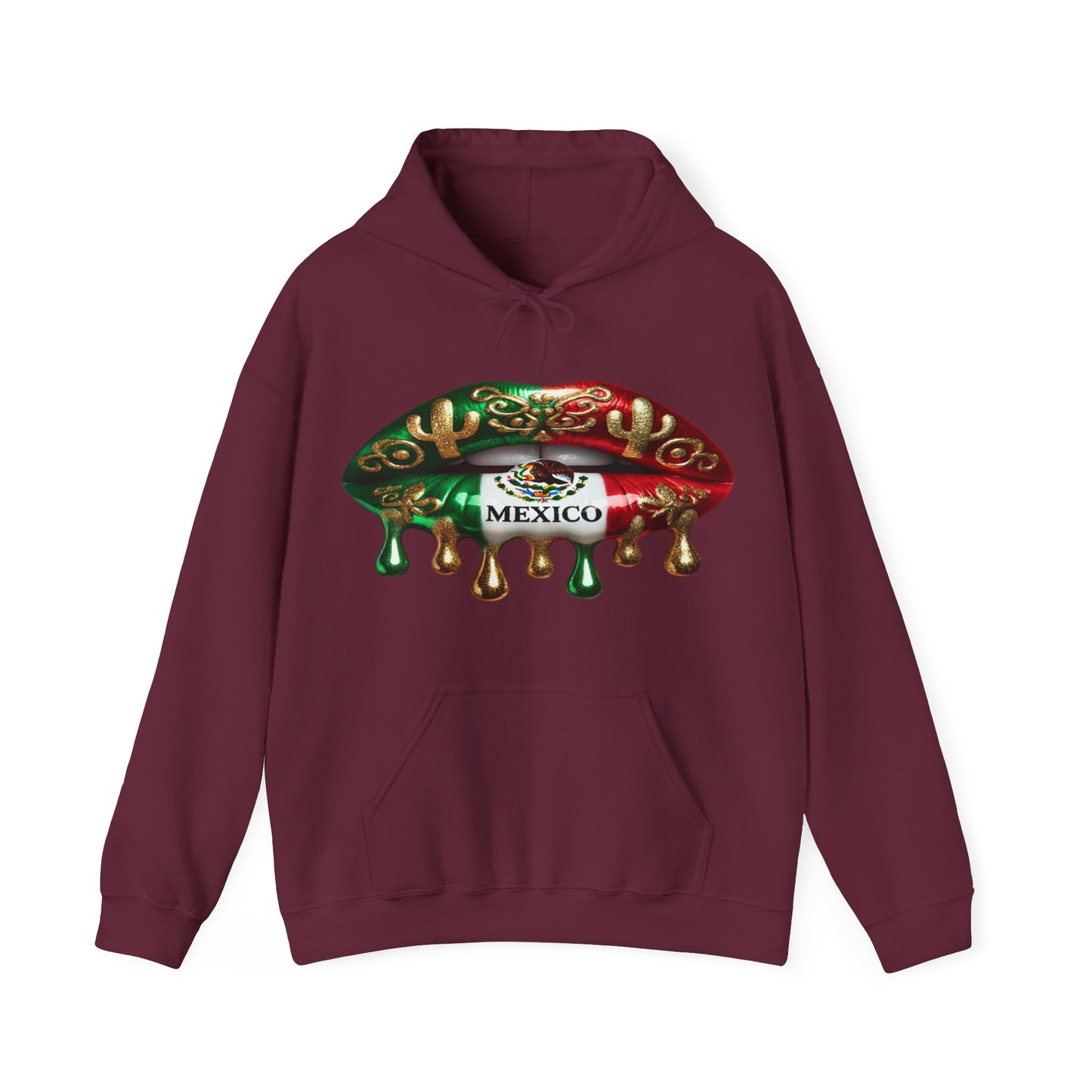 Mexico Dripping Flag Lips Hoodie — Mexican Pride Pullover