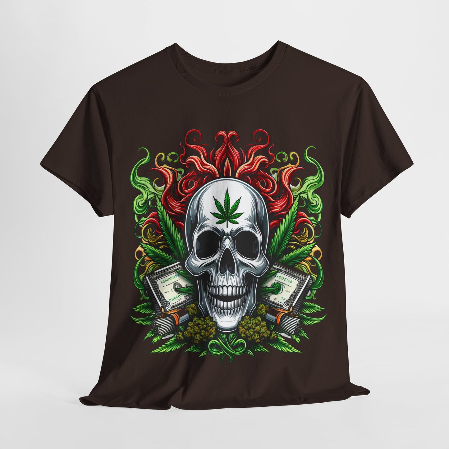 420 Skull & Money #2 Unisex Heavy Cotton Tee - 312tshirts 2
