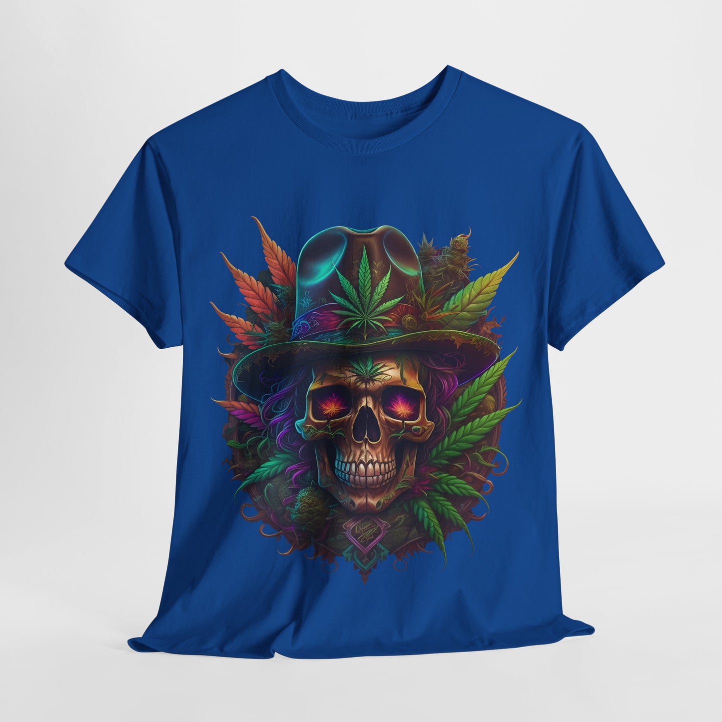 420 Psychedelic Skull & Hat Unisex Heavy Cotton Tee - 312tshirts 2
