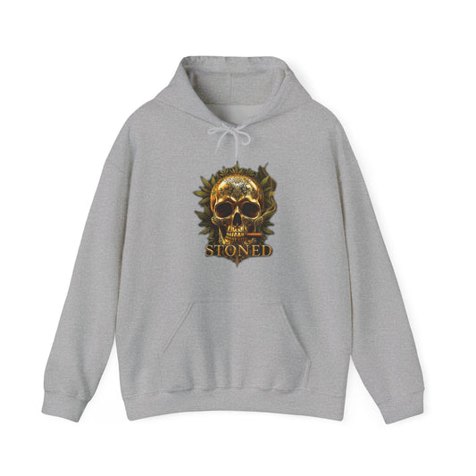 420 Gold Skull ‘Stoned’ Unisex Heavy Sweatshirt Hoodie
