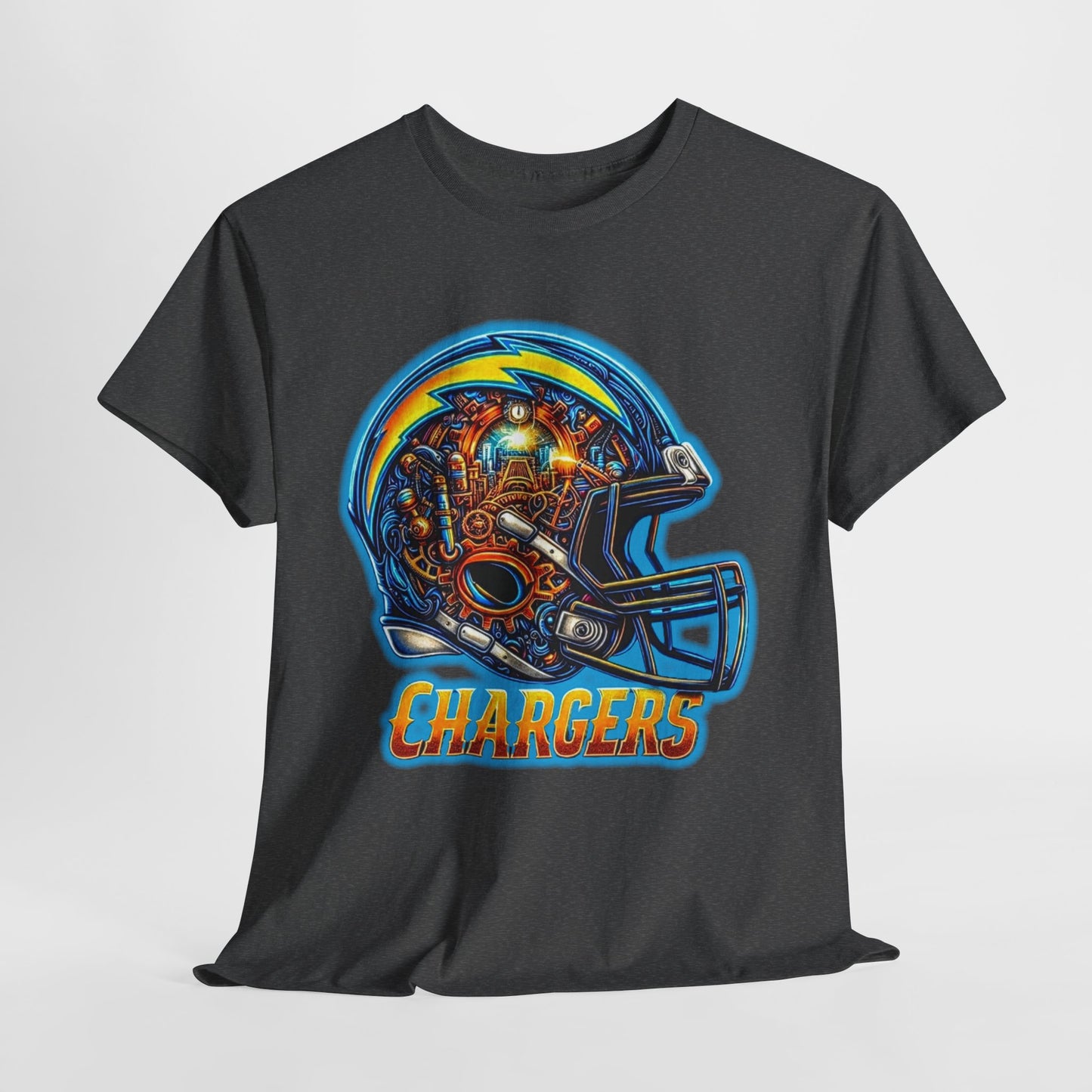 Sports Chargers Football Helmet #2 Unisex Heavy Cotton Tee