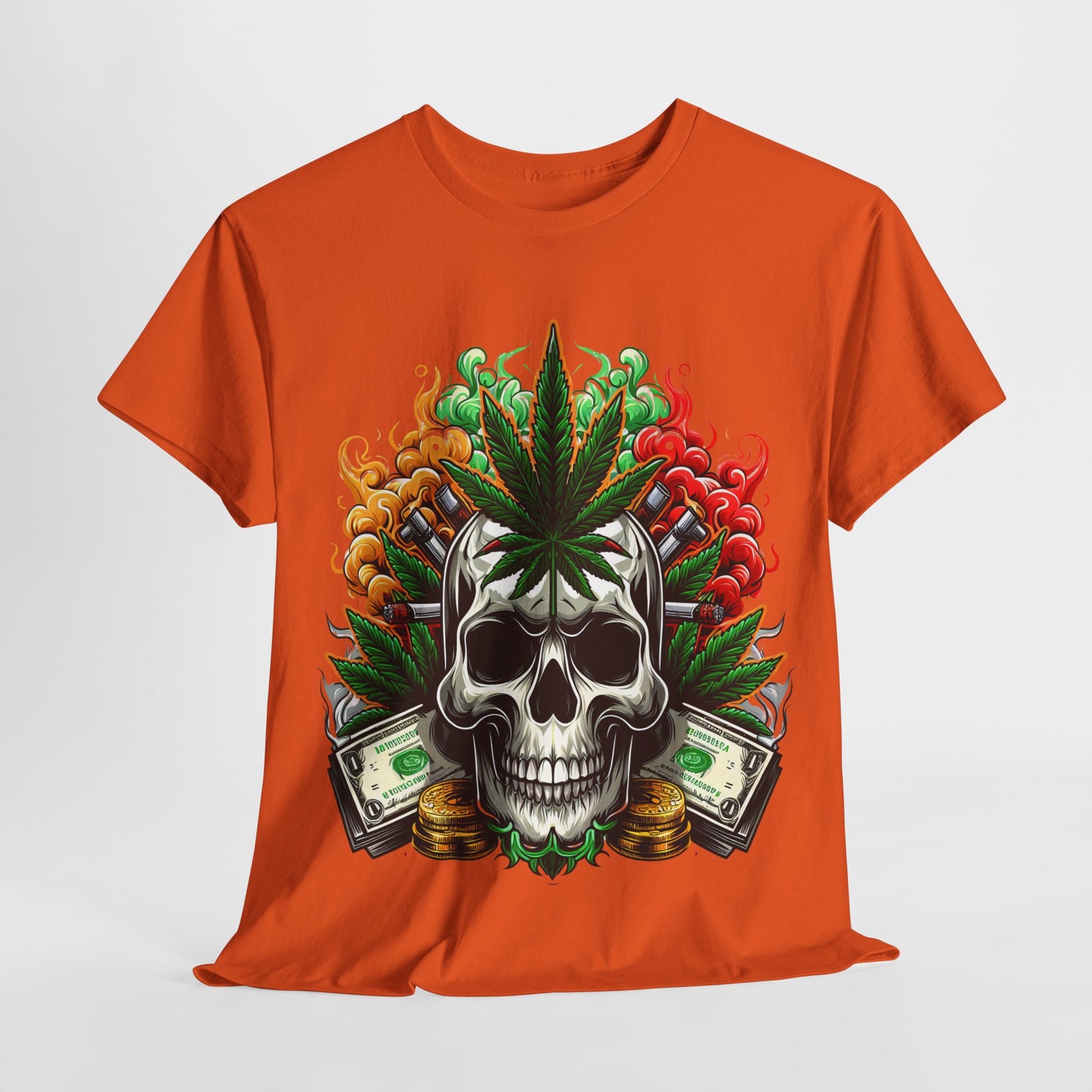 420 Skull & Money #1 Unisex Heavy Cotton Tee - 312tshirts 2