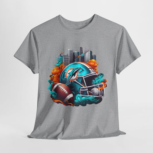 Sports Dolphins Football Helmet #1 Unisex Heavy Cotton Tee