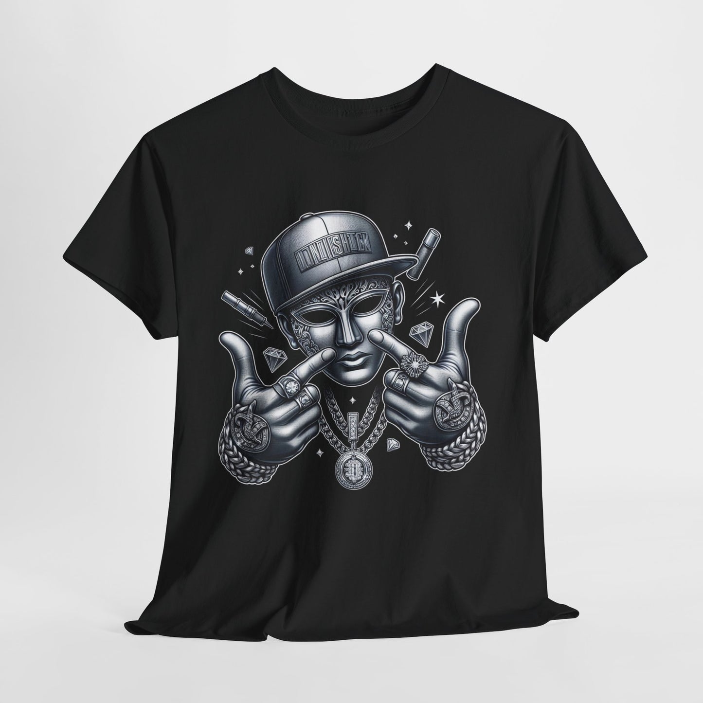 Silver Mask with Diamonds & Chains #5 Unisex Heavy Cotton Tee - 312tshirts 2
