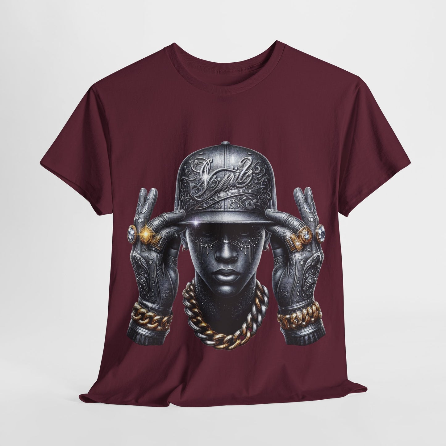 Metallic Man with Hat & Bling #4 Unisex Heavy Cotton Tee - 312tshirts 2