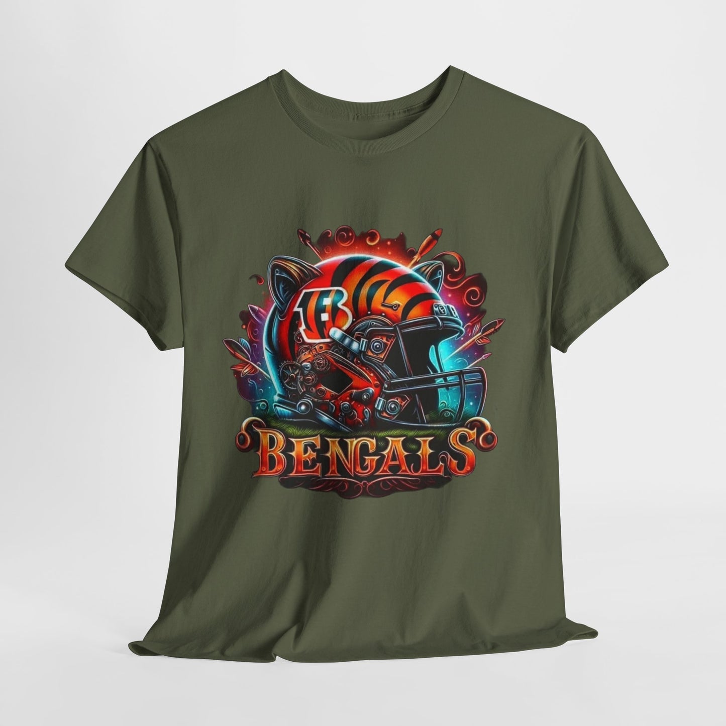 Sports Bengals Football Helmet #2 Unisex Heavy Cotton Tee