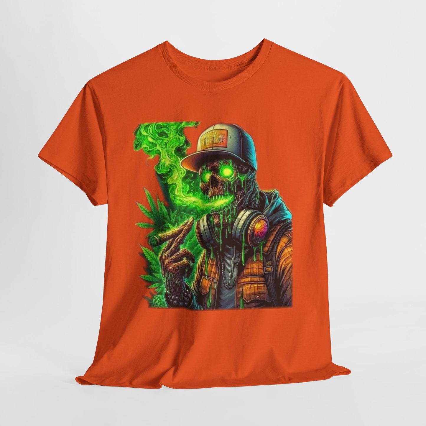 420 Urban Skeleton Man Green Smoke Unisex Heavy Cotton Tee
