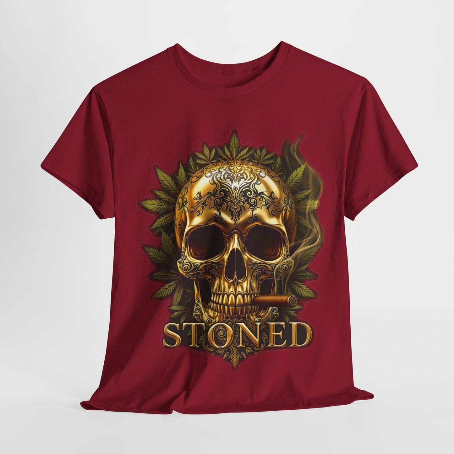 420 Gold Stoned Skull Unisex Heavy Cotton Tee - 312tshirts 2