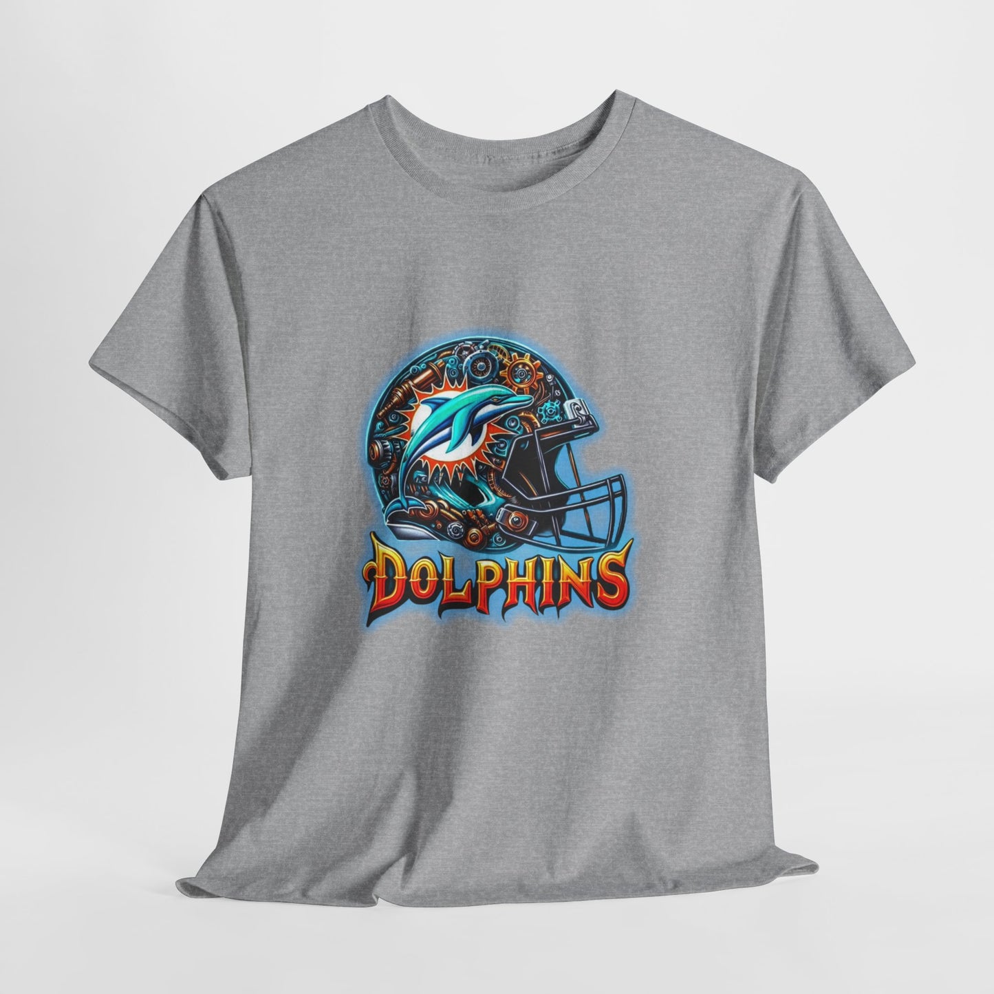 Sports Dolphins Football Helmet #2 Unisex Heavy Cotton Tee