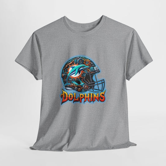Sports Dolphins Football Helmet #2 Unisex Heavy Cotton Tee