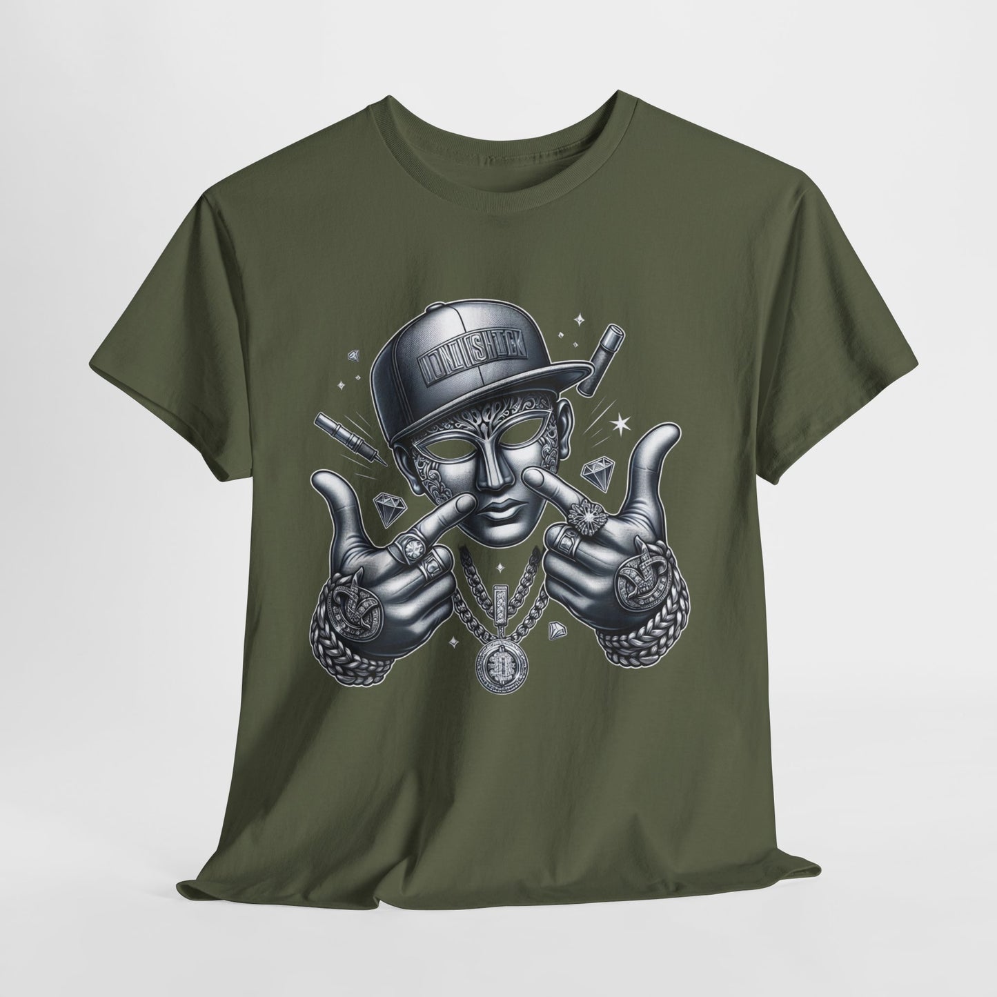 Silver Mask with Diamonds & Chains #5 Unisex Heavy Cotton Tee - 312tshirts 2