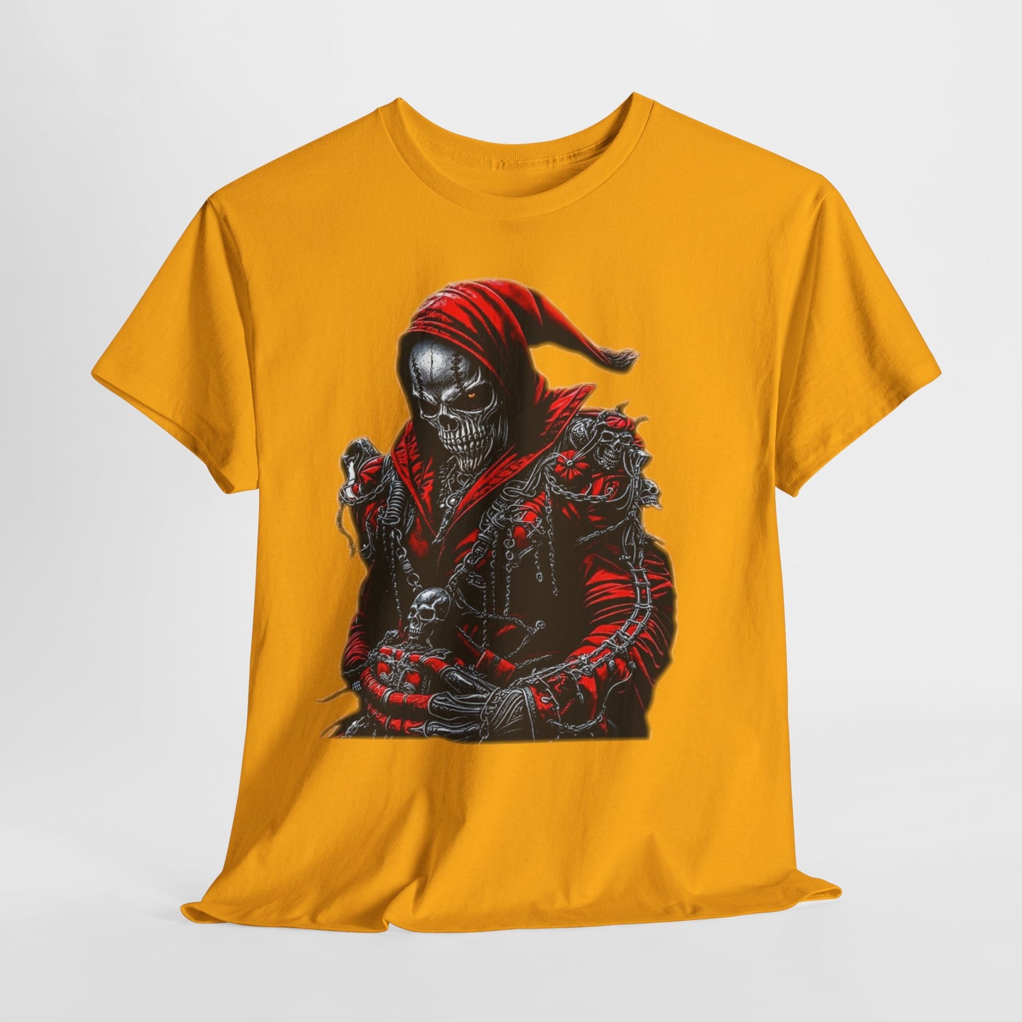 Red Gothic Skeleton Man Unisex Heavy Cotton Tee