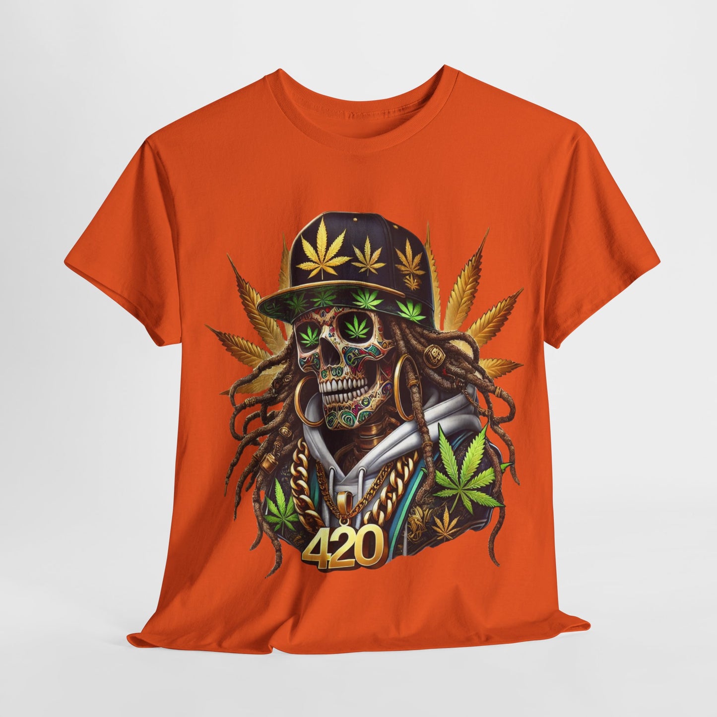 420 Rasta Skull & Hat Unisex Heavy Cotton Tee - 312tshirts 2