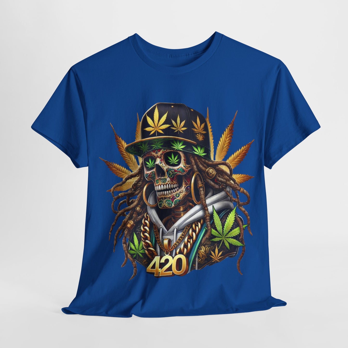 420 Rasta Skull & Hat Unisex Heavy Cotton Tee - 312tshirts 2