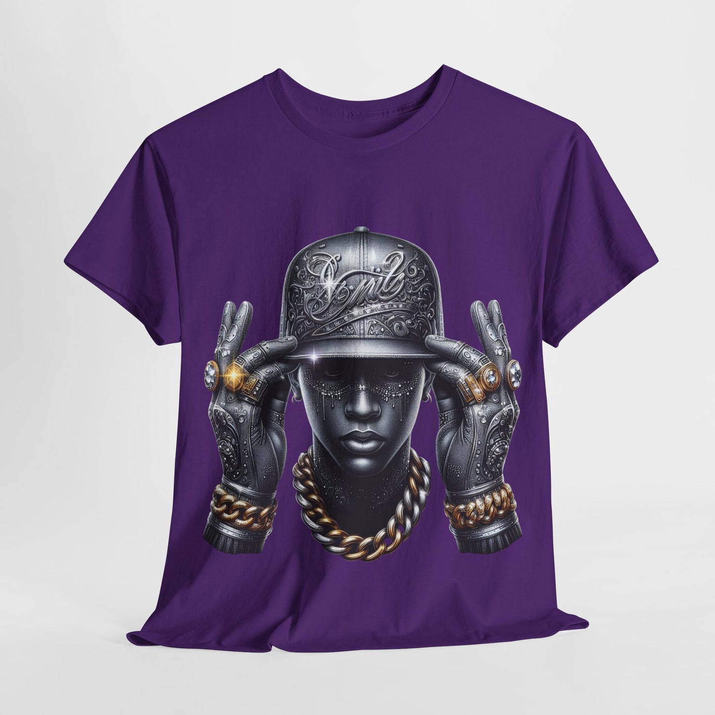 Metallic Man with Hat & Bling #4 Unisex Heavy Cotton Tee - 312tshirts 2