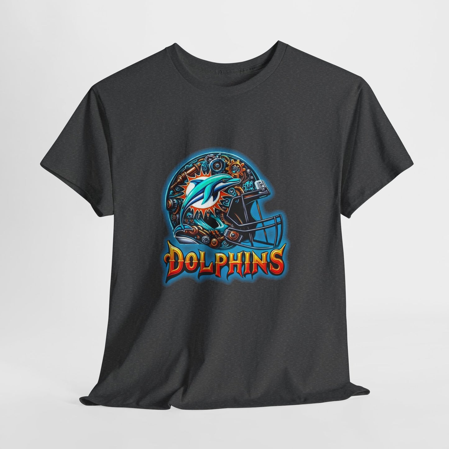 Sports Dolphins Football Helmet #2 Unisex Heavy Cotton Tee
