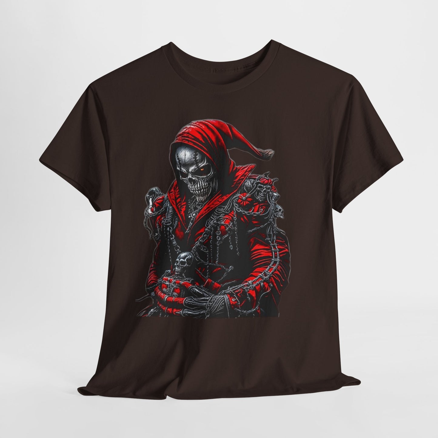 Red Gothic Skeleton Man Unisex Heavy Cotton Tee
