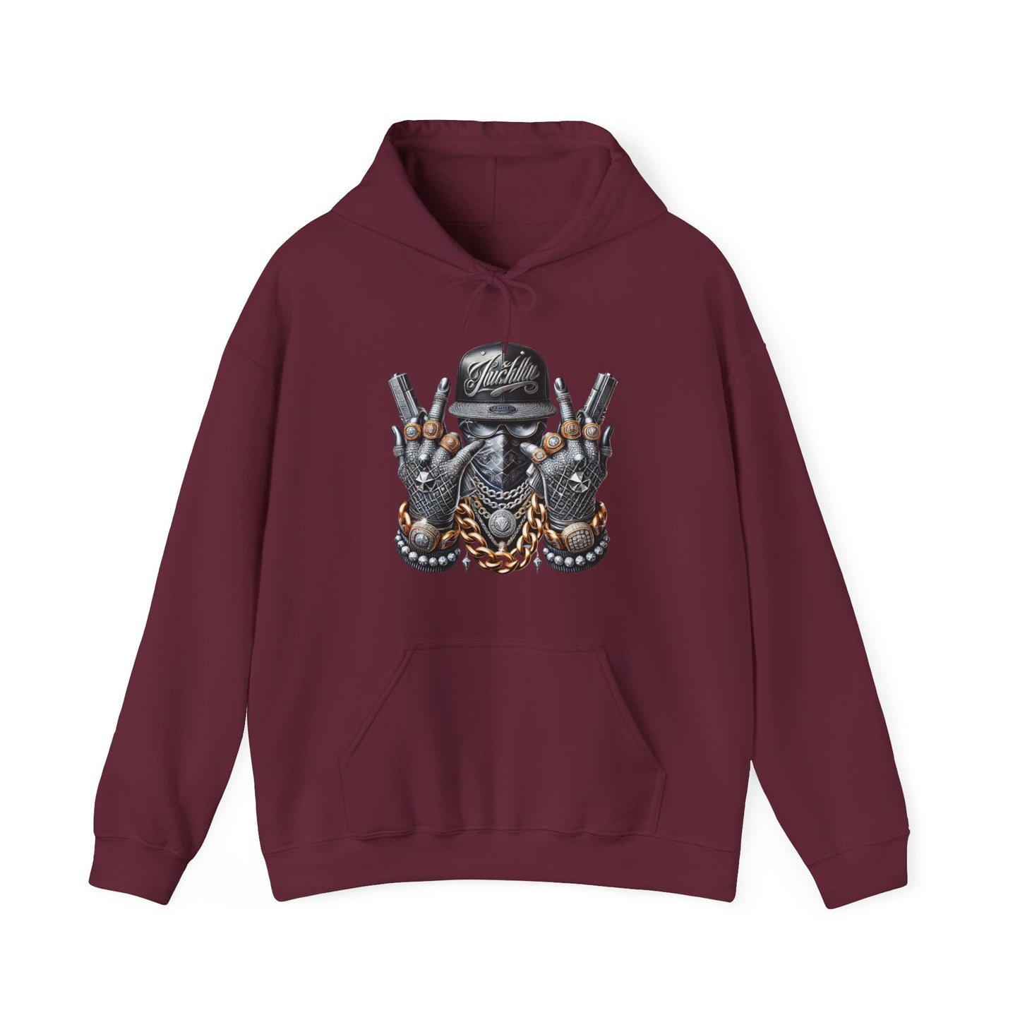 Skull Bling Hoodie – Gangster Skull Graphic Pullover