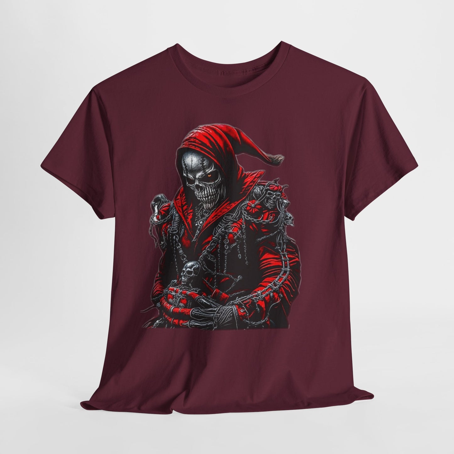Red Gothic Skeleton Man Unisex Heavy Cotton Tee