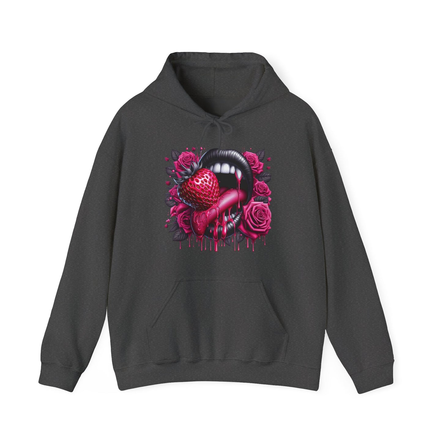 Vampy Lips, Strawberry & Roses Unisex Heavy Sweatshirt Hoodie