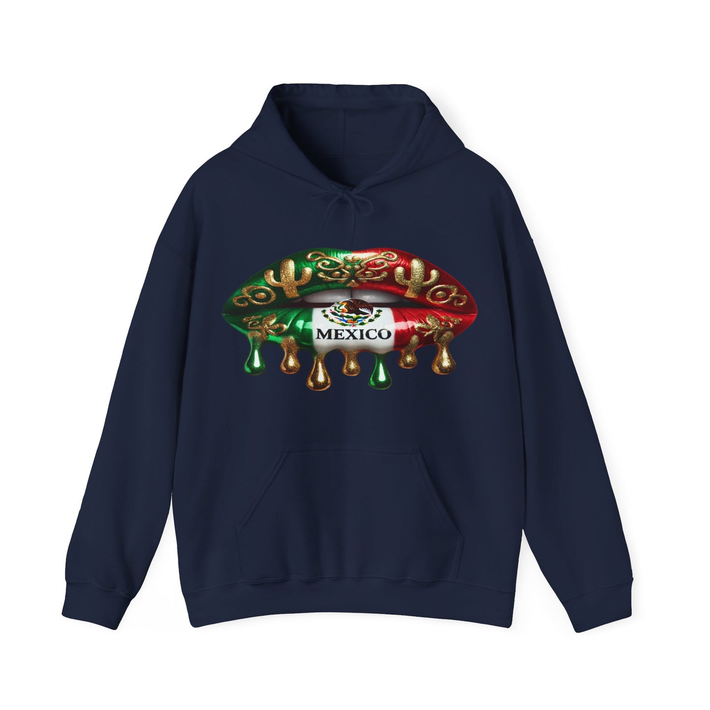 Mexico Dripping Flag Lips Hoodie — Mexican Pride Pullover