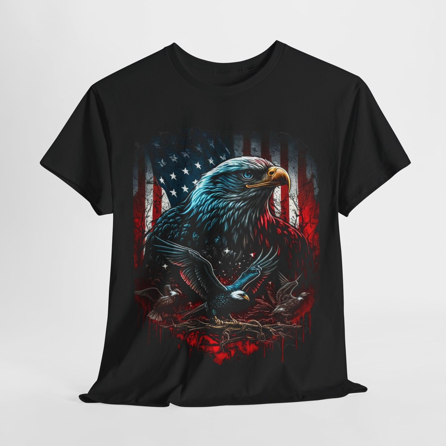 Patriotic US Flag & Eagle #1 Unisex Heavy Cotton Tee - 312tshirts 2