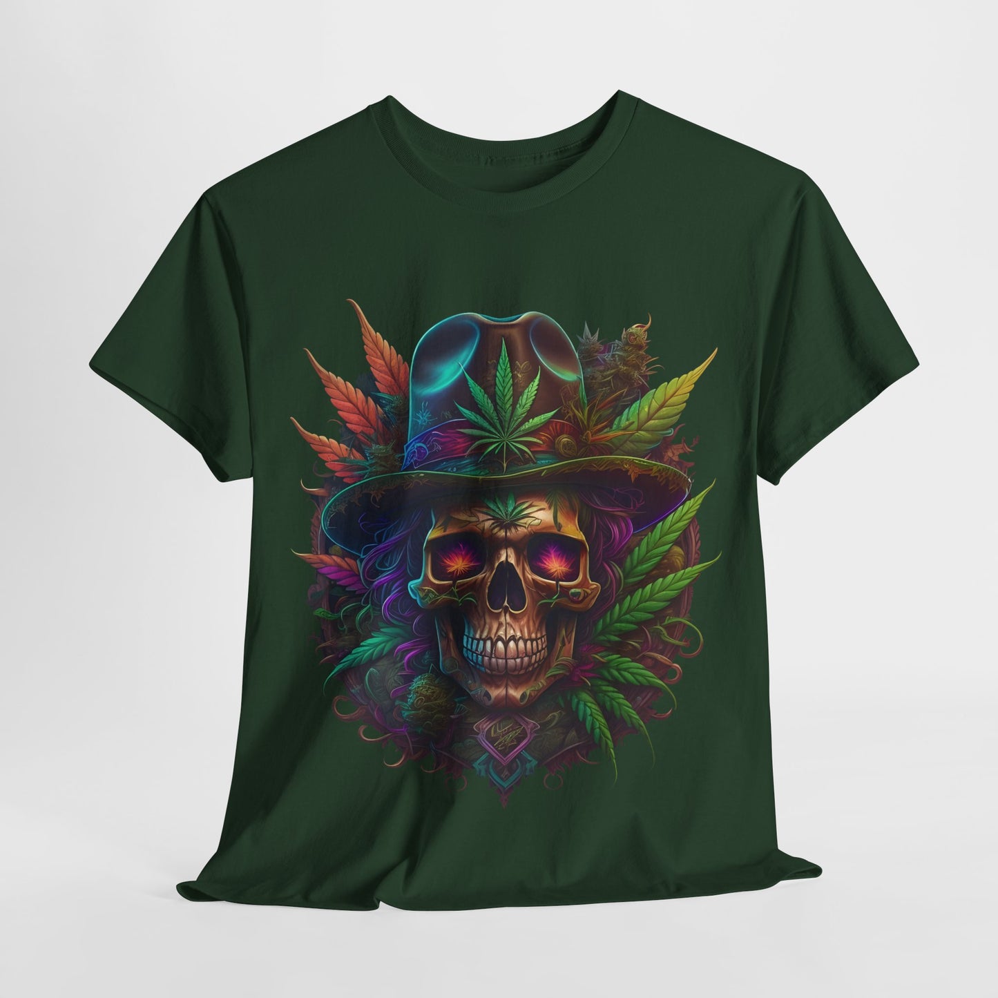 420 Psychedelic Skull & Hat Unisex Heavy Cotton Tee - 312tshirts 2