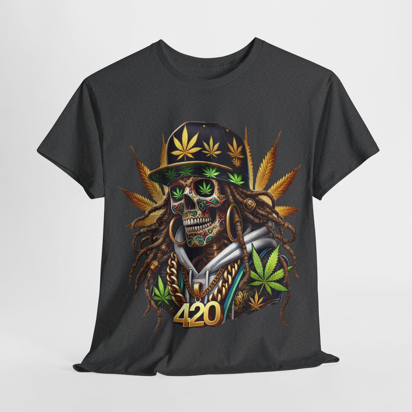 420 Rasta Skull & Hat Unisex Heavy Cotton Tee - 312tshirts 2