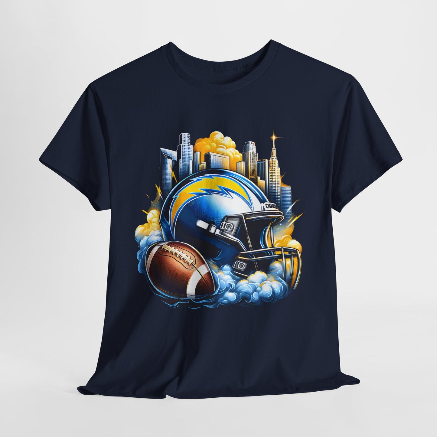 Sports Chargers Football Helmet #1 Heavy Cotton Tee