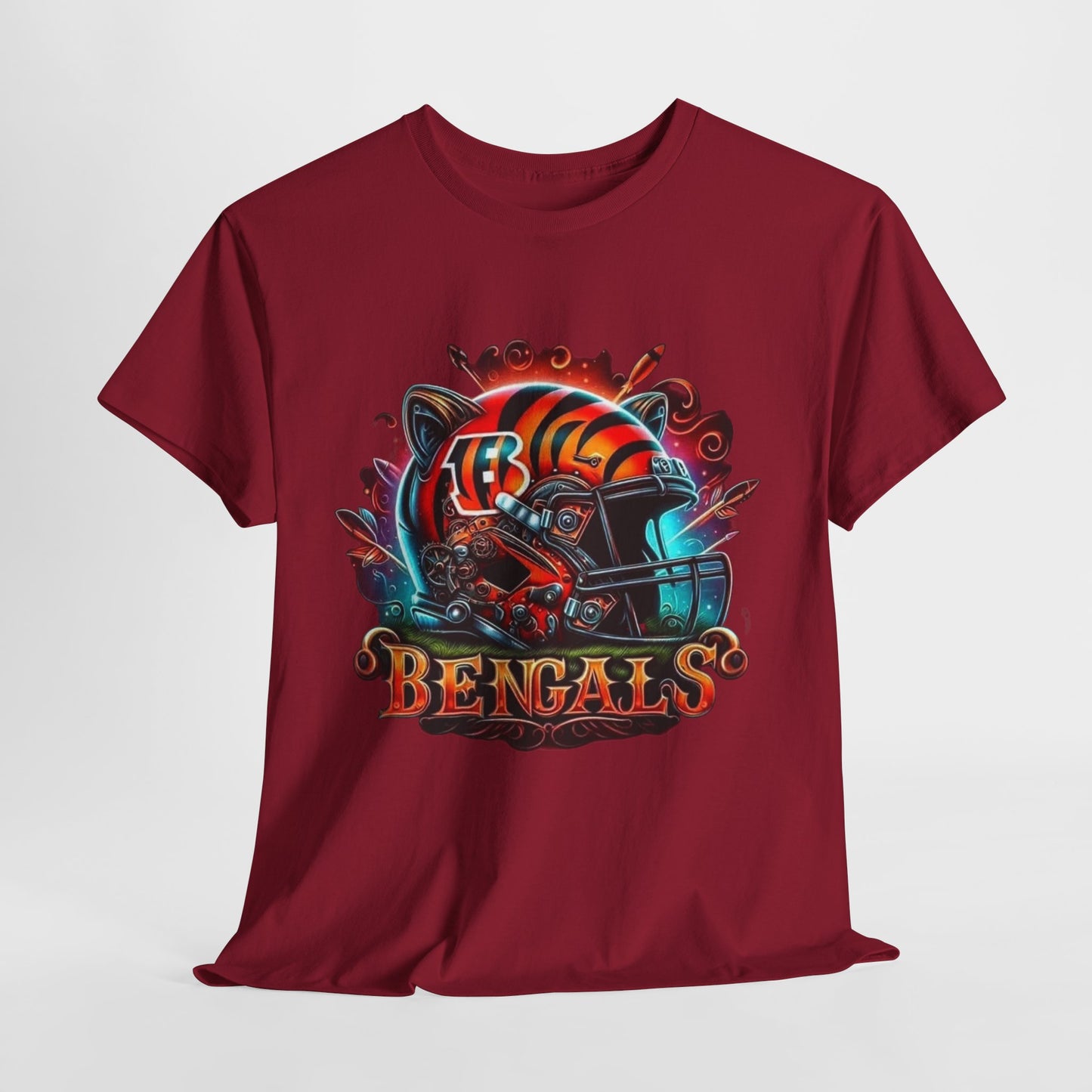 Sports Bengals Football Helmet #2 Unisex Heavy Cotton Tee