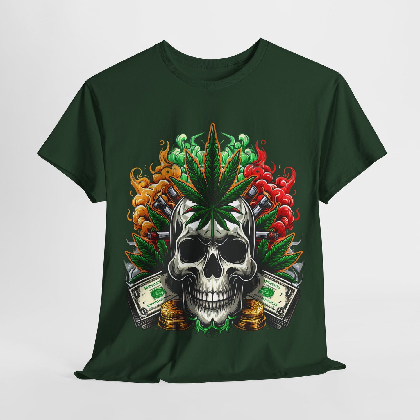 420 Skull & Money #1 Unisex Heavy Cotton Tee - 312tshirts 2