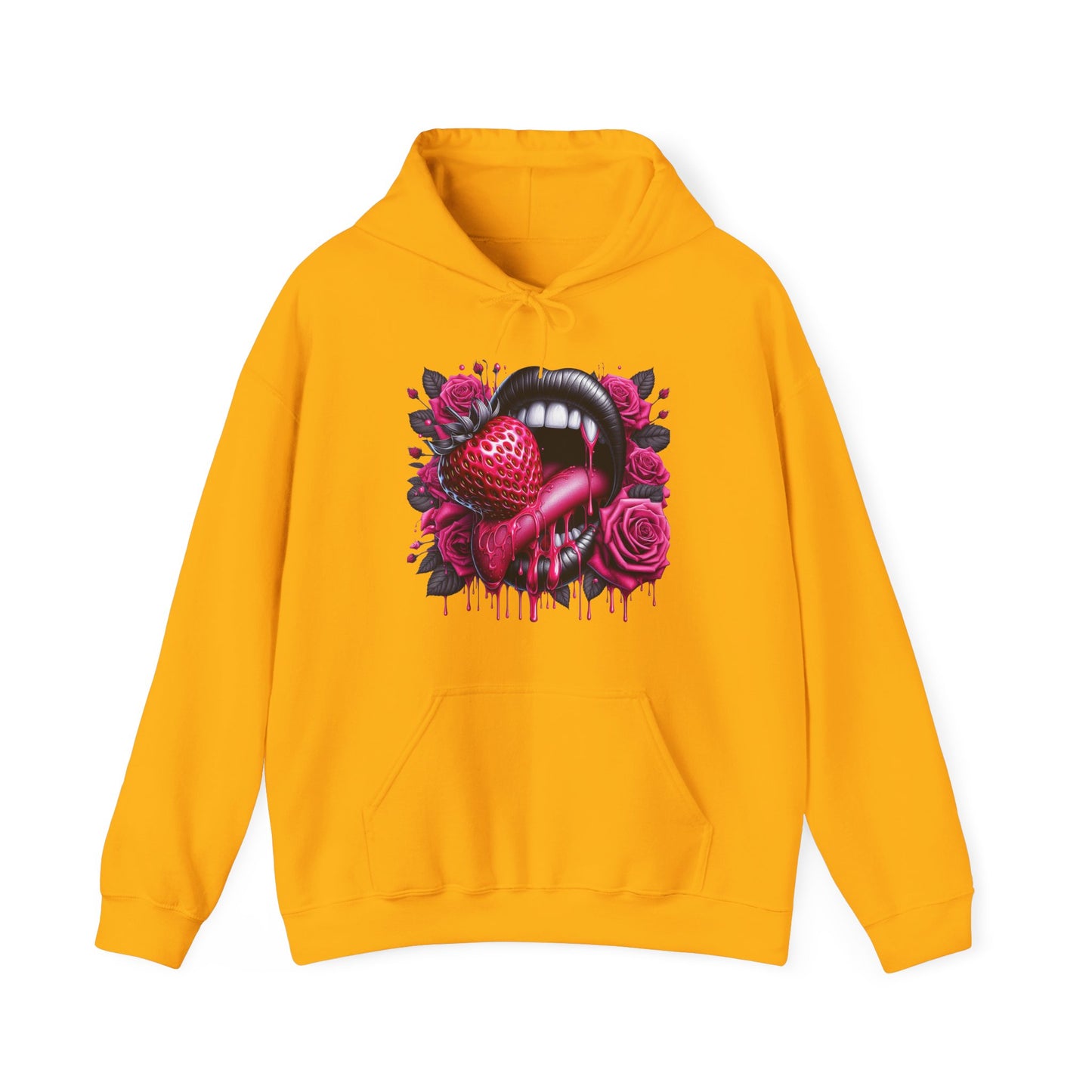 Vampy Lips, Strawberry & Roses Unisex Heavy Sweatshirt Hoodie