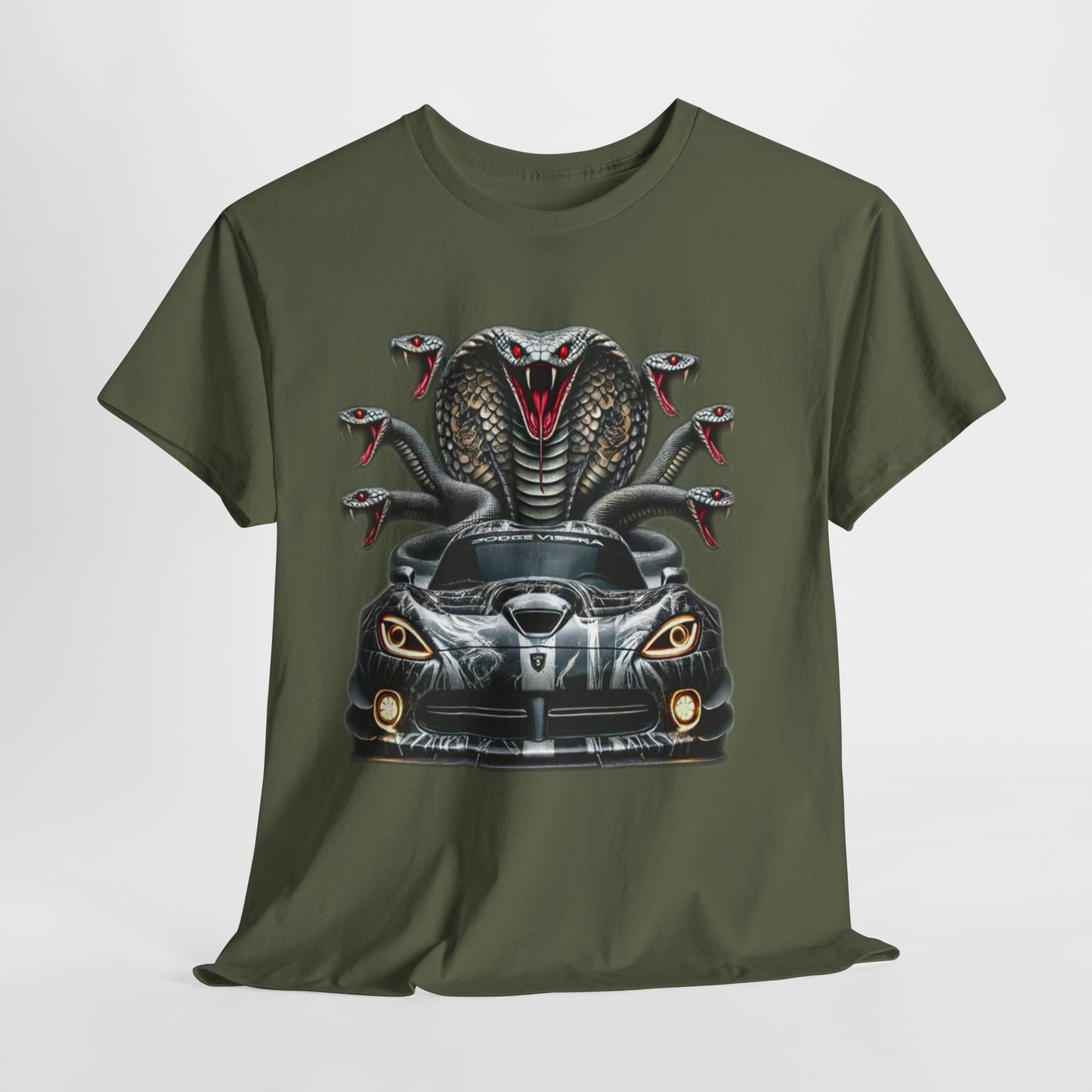 Cobra Snake & Sport Car Unisex Heavy Cotton Tee