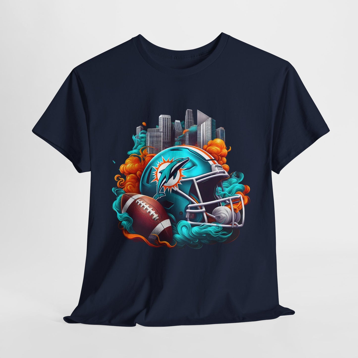 Sports Dolphins Football Helmet #1 Unisex Heavy Cotton Tee