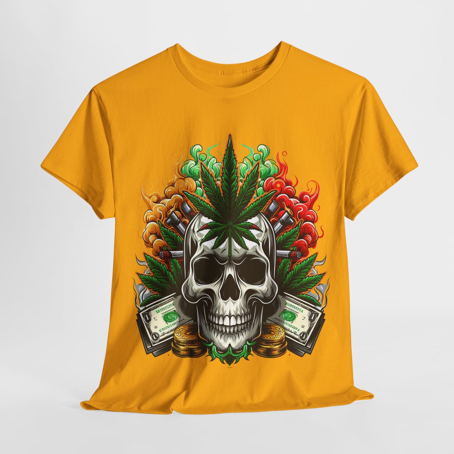 420 Skull & Money #1 Unisex Heavy Cotton Tee - 312tshirts 2