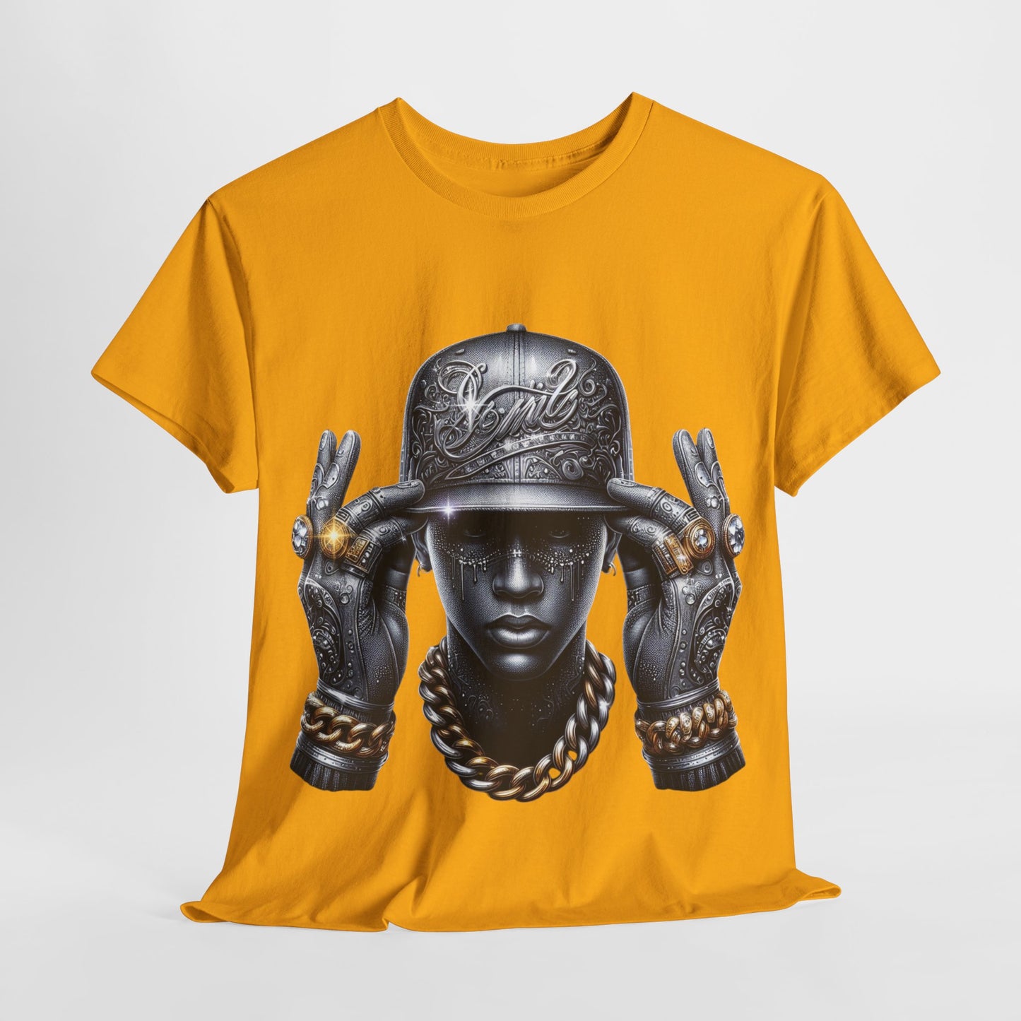 Metallic Man with Hat & Bling #4 Unisex Heavy Cotton Tee - 312tshirts 2