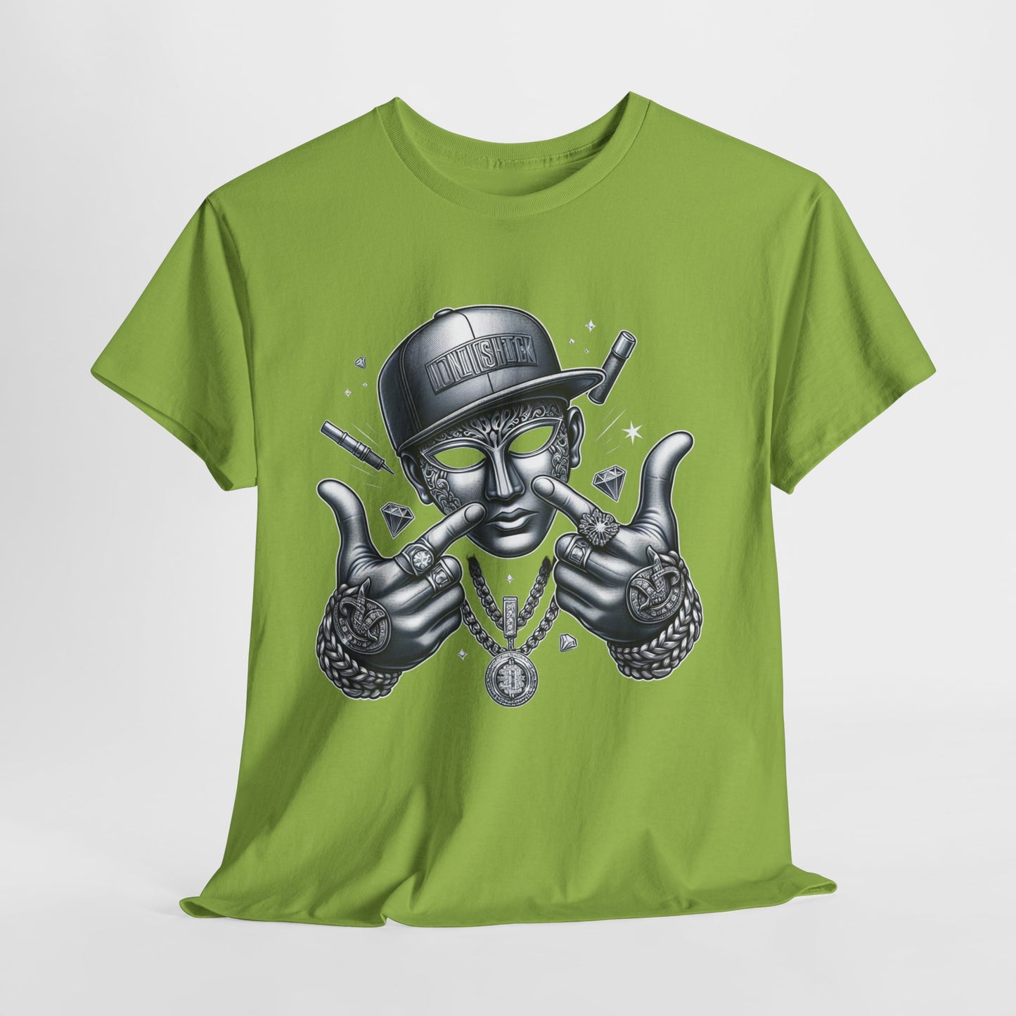 Silver Mask with Diamonds & Chains #5 Unisex Heavy Cotton Tee - 312tshirts 2