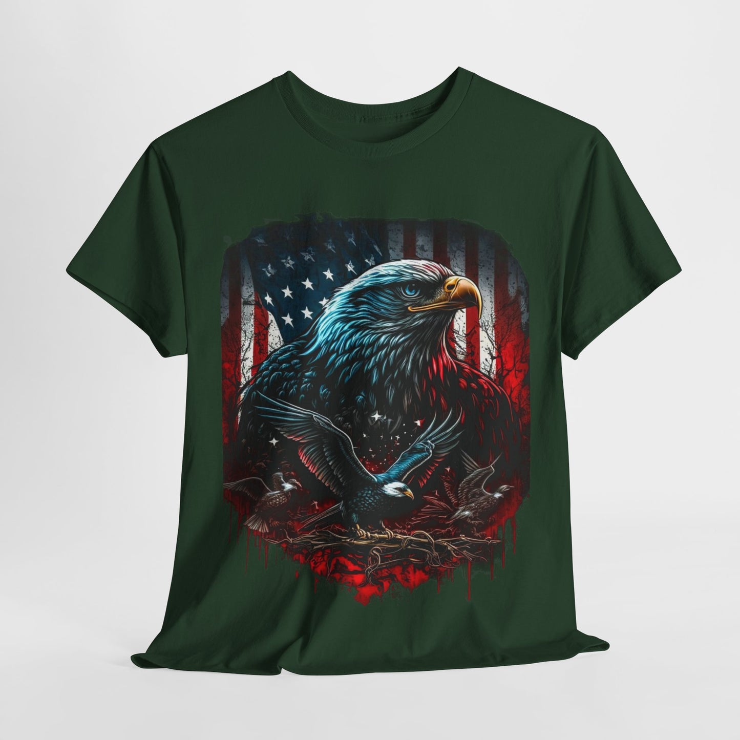 Patriotic US Flag & Eagle #1 Unisex Heavy Cotton Tee - 312tshirts 2