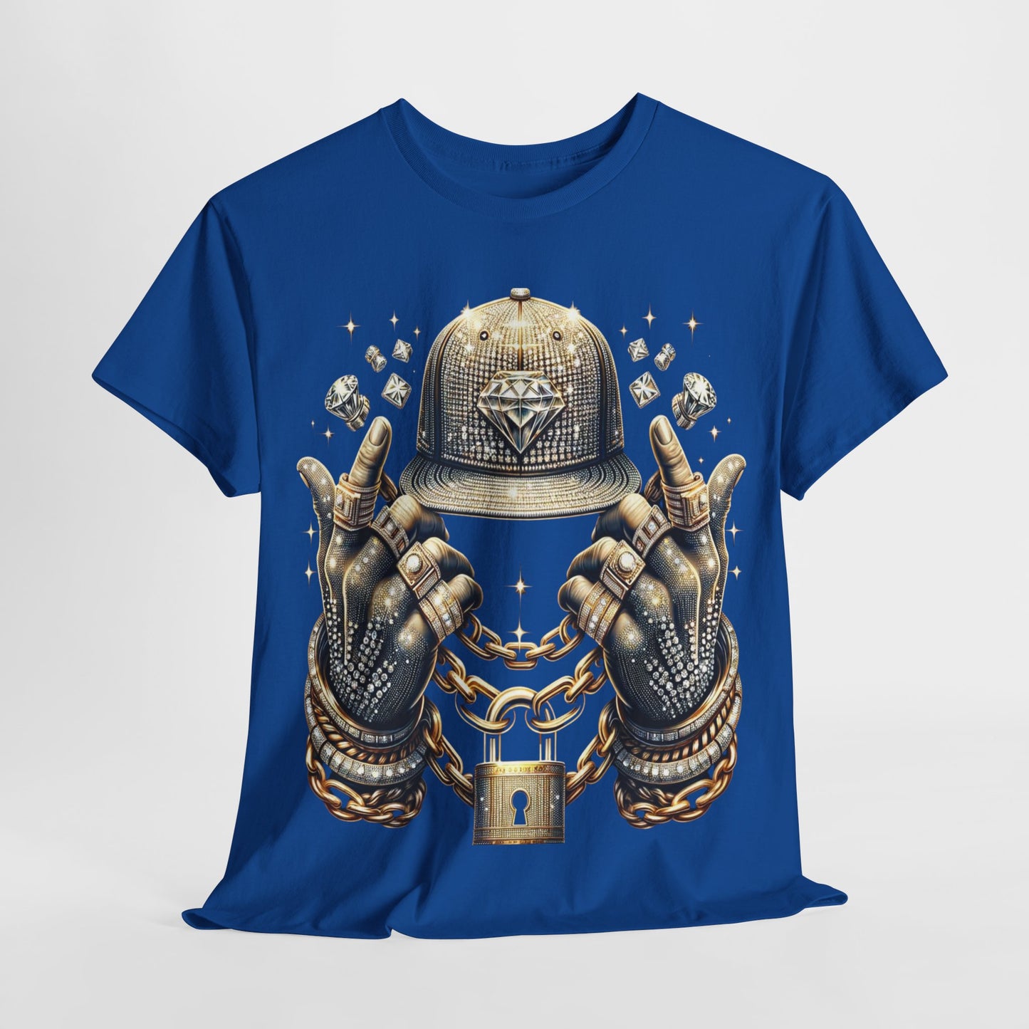 Drip Diamond Chain & Hat Bling #2 Unisex Heavy Cotton Tee