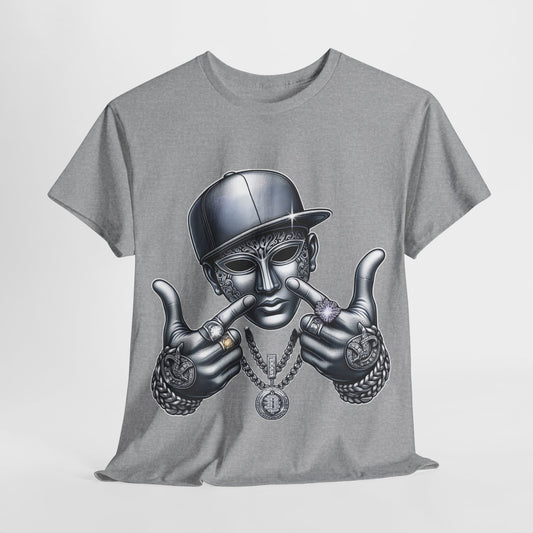 Silver Mask with Hat & Bling Jewelry #1 Unisex Heavy Cotton Tee - 312tshirts 2