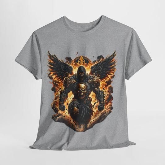 Skeleton Warrior & Wings Unisex Heavy Cotton Tee - 312tshirts 2