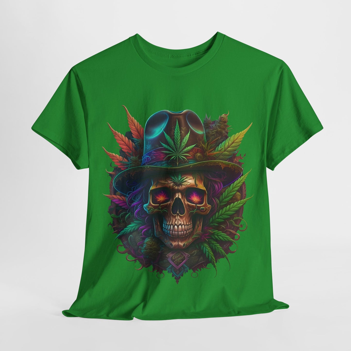 420 Psychedelic Skull & Hat Unisex Heavy Cotton Tee - 312tshirts 2